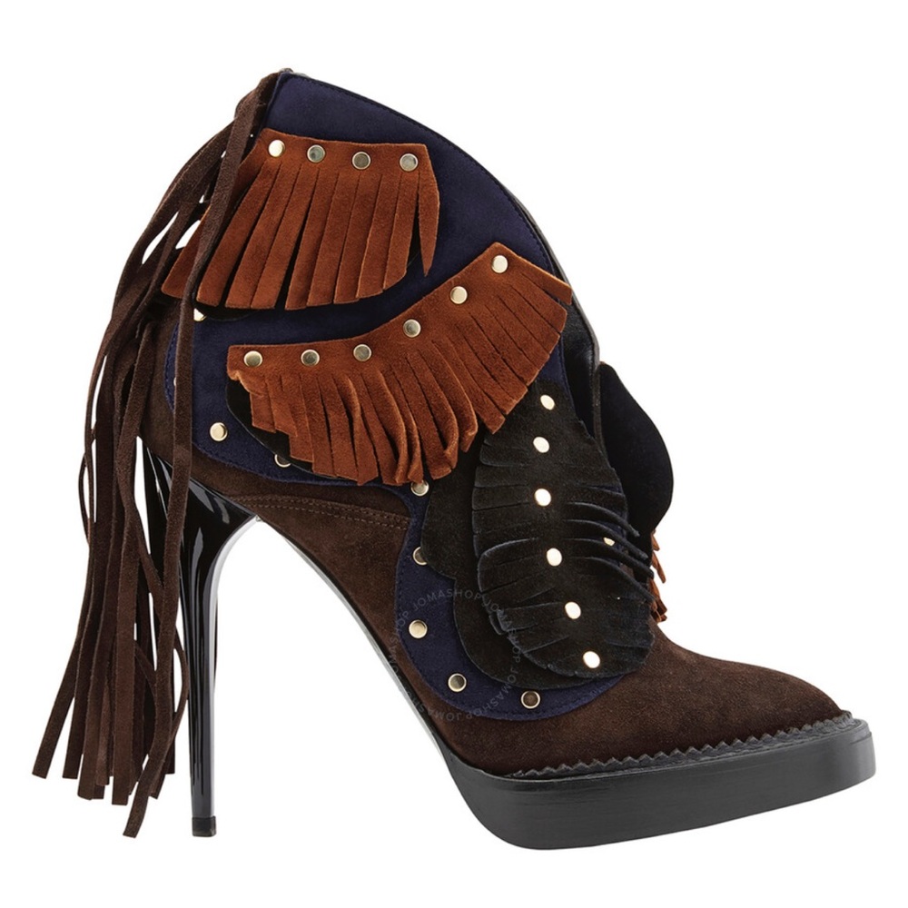 NEW Runway Burberry Lilybell Studded Fringe Boots Bootie Heels - Picture 9 of 11